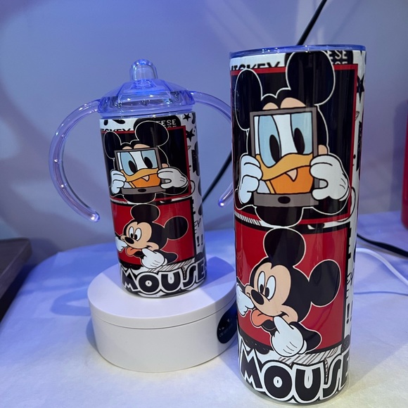 Mickey mouse  New custom made 20 oz tumbler and 12 oz sippy cup set - Picture 1 of 6